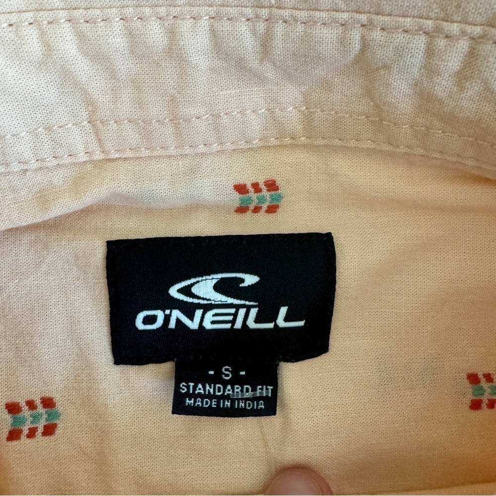 ONeill Pink Geometric Print Short Sleeve Button Up Collared Mens Size S Standard - Picture 11 of 12
